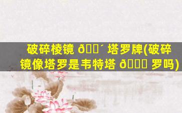 破碎棱镜 🐴 塔罗牌(破碎镜像塔罗是韦特塔 🍀 罗吗)